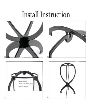 Suttie 2PCS Portable Collapsible Wig Stand - Durable Travel Wig Holder for All Wigs (Black) - Buy Online on GoSupps.com