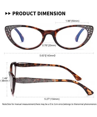 EYEURL Cat Eye Reading Glasses for Women - 3 Pack Blue Light Blocking Eyeglasses Lightweight Anti Eyestrain Readers - 2.00 Black/Clear/Tortoise - Buy Online on GoSupps.com
