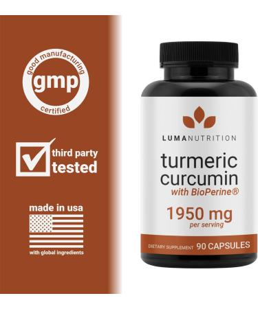 Premium Turmeric Curcumin with Black Pepper - 1950mg Per Serving - 95% Curcuminoids - BioPerine for Max Absorption - Made in USA - Buy Online on GoSupps.com
