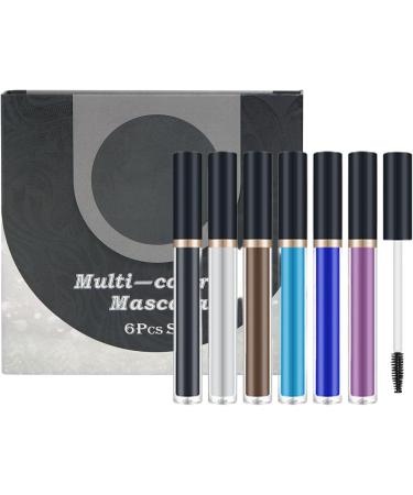 Charming Lasting Mascara 6-Piece Colorful Waterproof Mascara for Eyelashes Makeup Cosmetic with Black White Brown Light Blue Purple Blue Cargoti - Buy Online on GoSupps.com