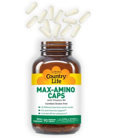 Country Life Maxi-Amino - 16 Free Form Amino Acids | 90 Vegetarian Capsules | Gluten Free & Vegetarian - Buy Online on GoSupps.com