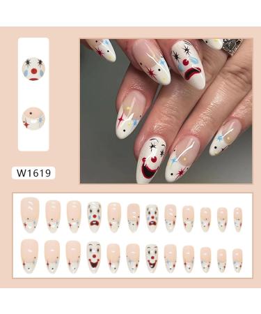Shop Clown Press On Halloween Nails - Glossy Almond & Day of the Dead Designs | International Shipping - Buy Online on GoSupps.com