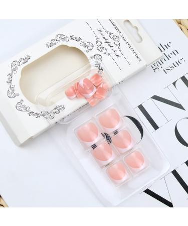 French Tip Press on Toenails for Women - Pink Nude White Glitter Design - 24Pcs - Buy Online on GoSupps.com