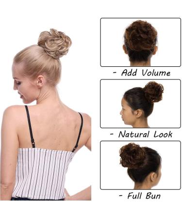 Light Auburn & Dark Brown Scrunchy Hair Bun Updo Ponytail Hairpiece - Curly Messy Donut Chignons 25g - Buy Online on GoSupps.com
