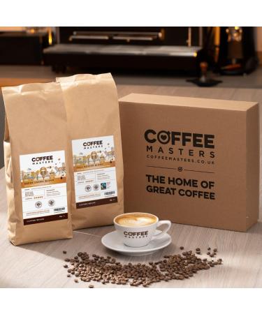 Coffee Masters Dark Roast Coffee Gift Set - Includes 1kg Full Bodied Coffee Beans and 1kg Super Crema Espresso Coffee Beans - Roasted in the UK - Beautifully Packaged Ready to Give Coffee Gift Set Full Bodied & Super Crema Espresso Beans 1 kg (Pack of 2) - Buy Online on GoSupps.com