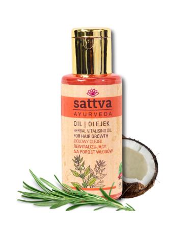 Sattva Vitalizing hair growth oil - natural mixture of oils and extracts strengthens hair follicles moisturizing and building hair structure prevents hair loss and gray 100ml
