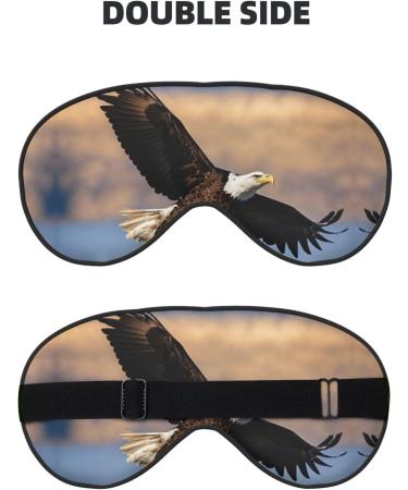 Flying Eagle Print Unisex Sleep Mask | Double-Sided Eye Mask for Sound Sleep & Skin Care - Black - Buy Online on GoSupps.com