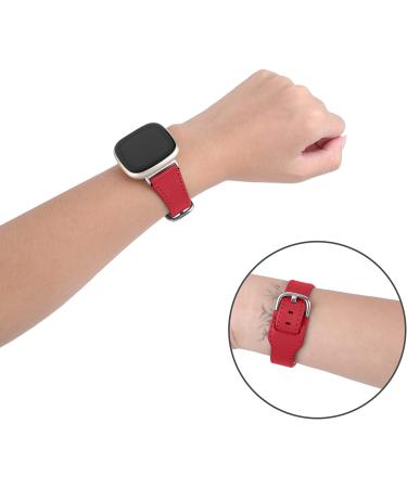 Joyozy Genuine Leather Band for Fitbit Sense/Versa 3 - Red | Professional Classic Strap Replacement for Men and Women - Buy Online on GoSupps.com