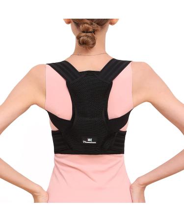 Hameisen Posture Corrector for Women and Men - Upper Back Straightener with Strong Elastic Straps and Double Support Bars for Improved Posture and Pain Relief - Black | Size L - Buy Online on GoSupps.com