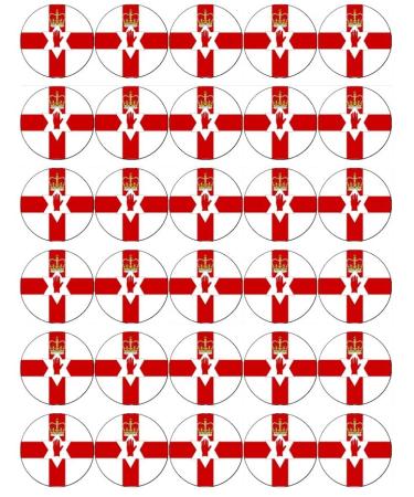 30 Northern Ireland Flags Cupcake Toppers Edible Wafer Paper Fairy Cake Toppers Birthday Cake Decorations