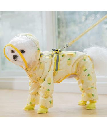 Mitili Cute Puppy Dog Raincoat Four-Legged Waterproof Small Medium Dogs Pet Poncho Clothes Yellow S(Back Length 10-12) - Buy Online on GoSupps.com