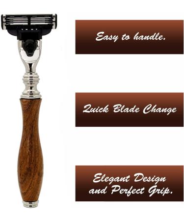 JAG Sustainable Shaving Razor Set | Eco-Friendly Razor with Leather Case & 3 Blades | Perfect Gift for Men & Women - Buy Online on GoSupps.com