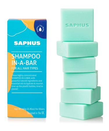 SAPHUS 6Pcs Shampoo Bars for Hair Sulphate Free Plastic Free Blue