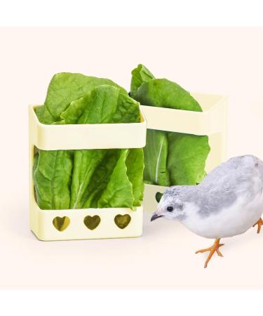 Bird Feeder Column & Vegetable Holder Bracket - 2 Piece Food Bowl for Birds - Durable Plastic Cage Accessories in Yellow - Buy Online on GoSupps.com