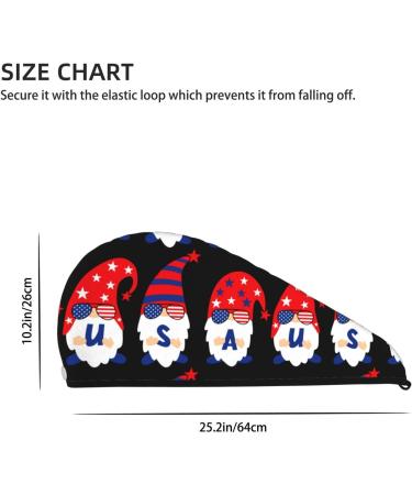 4th of July Gnomes Microfiber Hair Towel | Super Absorbent Soft Wrap for Women | Quick Dry Coral Velvet for Long Curly Thick Hair - Buy Online on GoSupps.com