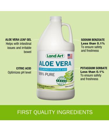 Organic Cold-Processed Pure Aloe Vera Juice - Unflavored Inner Filet from Texas - Gastrointestinal Aid - 64 fl oz - Buy Online on GoSupps.com