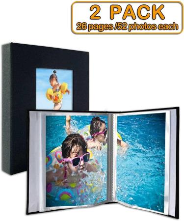 5x7 Photo Album 2 Pack - Holds 52 Pictures - Linen Cover - Front Window - Black Fabric - Small Size 5x7 Inches - Buy Online on GoSupps.com