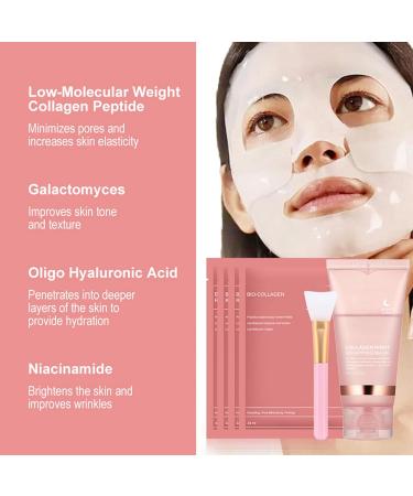 Bio Collagen Face Mask + Collagen Night Wrapping Mask with Face Mask Brush Korean Skin Care for Teenage Girls Face Masks Beauty Collagen Overnight Wrapping Peel Off Facial Mask Deep Hydration - Buy Online on GoSupps.com