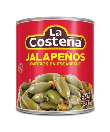La Costena Jalapeno Whole 2.8kg / Mexican Tinned Jalapeno Peppers Hot Green Jalapenos in Large Can