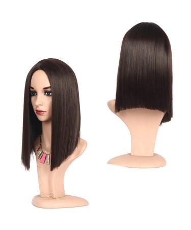 wig Straight Synthetic Lace Front Wigs Lady Natural Straight Hair Colorful Cosplay Daily Party Wig (16 Inch) Brown