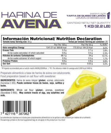 Farine d'Avoine - 1 kg - Source de Prot ines - Favorise la Flore Intestinale - Satisfait l'App tit - Cheesecake au Citron - Buy Online on GoSupps.com