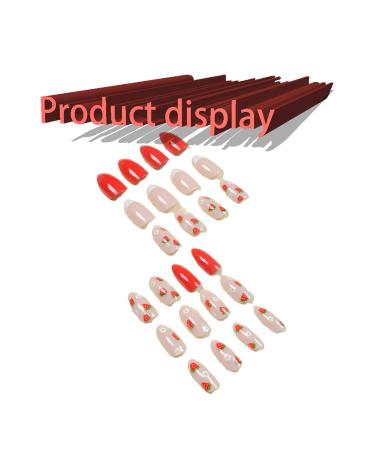 Shop Strawberry Press On Nails | Short French Tips & Glossy Red Stick On Fake Nails - Cute Almond Acrylic Full Cover for Girls - Buy Online on GoSupps.com