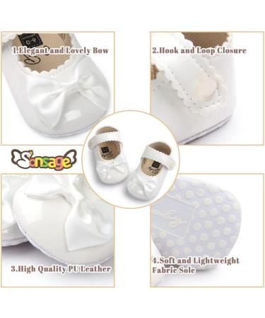 Baby Girls Bowknot Mary Jane Anti-Slip Princess Flats 6-12 Months - White - Buy Online on GoSupps.com