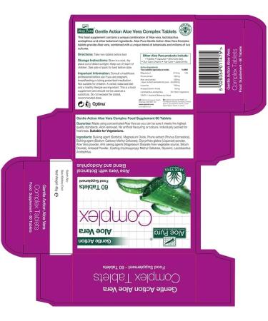 Aloe Pura Aloe Vera Gentle Action Complex Tablets - Vegetarian & Cruelty-Free - 60 Count - Buy Online on GoSupps.com