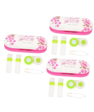 JECOMPRIS 3 sets Double -lodged glasses case Double -sided glass box storage box for glasses dual contact lens solution Travel accessories Filigree glasses case portable glasses case outside