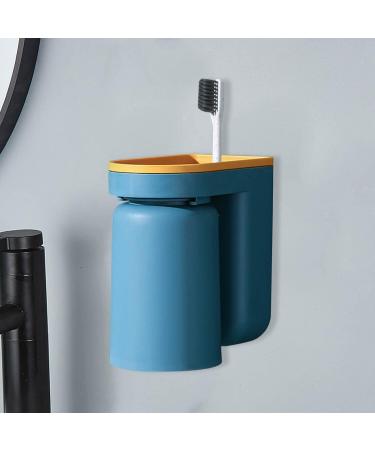 Ventdouce Wall-Mounted Toothbrush Holder - Self-Adhesive Bathroom Organizer with 2 Cups | Stamp-Free Travel-Friendly Blue Design - Buy Online on GoSupps.com
