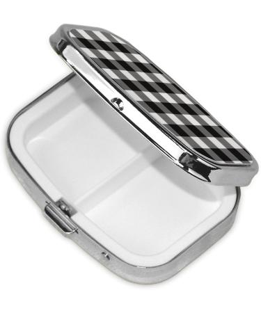 Buy Black and White Plaid 2 Compartment Pill Case - Cute Travel Pill Organizer for Pocket & Purse - Buy Online on GoSupps.com