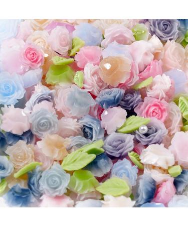 100pcs 3D Camellia Rose Flower Nail Art Charms | Colorful Resin Charms for Acrylic Nails & Nail Design - Buy Online on GoSupps.com