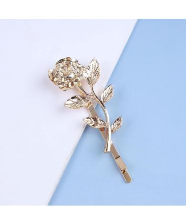 Yheakne Rose Hair Clip Pin Vintage Gold One Word Clip Hair Clip French Rose Retro Bobby Pins Decorative Hair Accessories for Women and Girls (Rose) - Buy Online on GoSupps.com