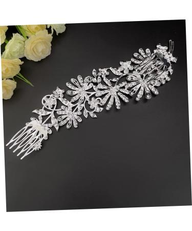 Housoutil Comb Silver Barrettes Wedding Hair Accessory Wedding Headpiece for Bride Silver Hair Clips Bride Hair Clip Alloy White Bridesmaid Crystal Hair Accessories - Buy Online on GoSupps.com
