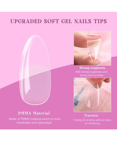 Arousar Almond Gel Nail Tips Set - 500pcs Clear Acrylic Extension in 10 Sizes with Glue Gel - DIY Nail Art Kit - Buy Online on GoSupps.com