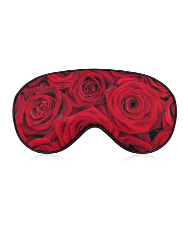 Red Rose Flower Sleep Mask for Women Adjustable Sleeping Eye Shades Cover with Elastic Strap