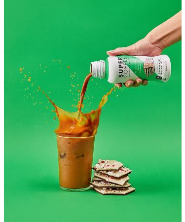 Super Coffee Iced Keto Peppermint Mocha Latte 12 Pack | 0g Sugar, 10g Protein, 70 Calories | Iced Coffee Protein Drink | Lactose-Free, Gluten-Free - Buy Online on GoSupps.com