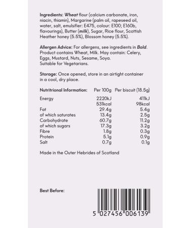 Hebridean Baker - Heather Honey Shortbread 150g - Buy Online on GoSupps.com