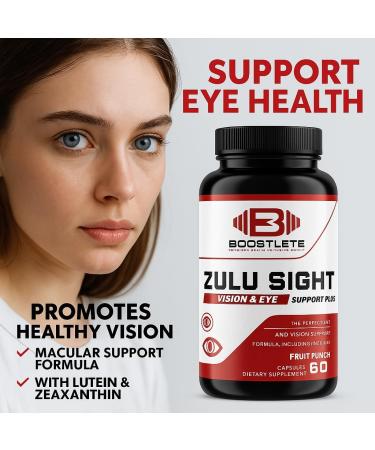 Boostlete Zulu Sight Vision & Eye Support Supplement with Lutein Zeaxanthin Bilberry & Greens Blend 60 Capsules - Buy Online on GoSupps.com