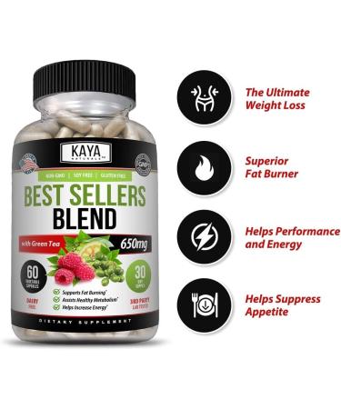 Kaya Naturals Best Sellers Blend - Energy Boost for Belly Fat Burn | Healthy Metabolism Support - Soy-Free, Non-GMO, Gluten-Free - 60 Vegetable Capsules - Buy Online on GoSupps.com