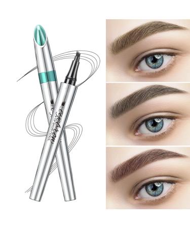 Long-Lasting Waterproof Eyebrow Pencil with 4 Tip Micro Head - Liquid Microblading Pen for Natural Brows (#1 Light Brown) - Shop Internationally! - Buy Online on GoSupps.com