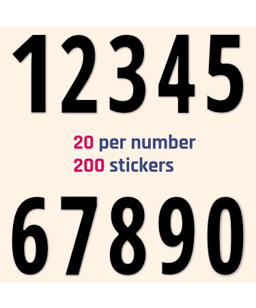 200 Piece Waterproof Vinyl Stick On Numbers - Black 3 (Number Stickers) - 3 inches - Buy Online on GoSupps.com