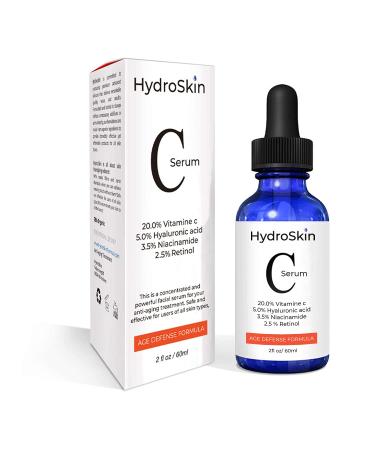 HydroSkin Vitamins C Serum - 2.5% Active Retinol Serum Combined with Hyaluronic Acid (5%) & Niacinamide (3.5%) - Anti Ageing - 60 ml