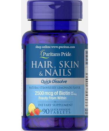 Puritan's Pride Quick Dissolve Hair Skin Nails-90 Tablets