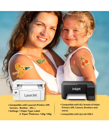Gold Printable Temporary Tattoo Transfer Paper - 10 Sets A4 Size for Inkjet & Laser Printer - DIY Waterproof Tattoos for Skin - Buy Online on GoSupps.com