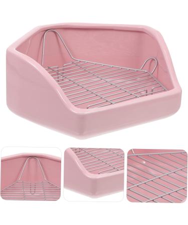 COLLBATH Rabbit Toilet Guinea Bedding Bunny Corner Litter Pan Small Pet Toilet Rabbit Litter Ceramics 30X26X12.5cm Pink - Buy Online on GoSupps.com