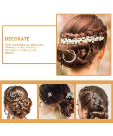 FRCOLOR 2 Sets Snowflake Star Hair Clip Star Hair Accessories Silver Star Hair Clips Silver Barrettes Star Moon Hair Clip Hair Jewelry Golden Hair Clips Hair Pin Hairpin Diamond Alloy - Buy Online on GoSupps.com