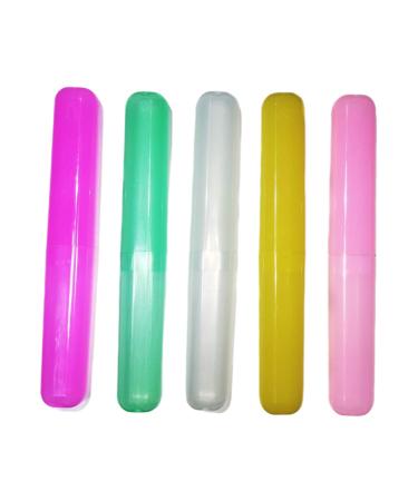5 Pack Toothbrush Case Transparent Colorful Candy Colored Travel Toothbrush Box Toothbrush Cover Case for Travel Camping School