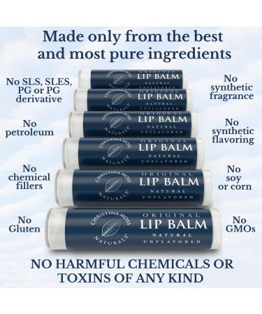 Organic Beeswax Lip Moisturizer for Dry Cracked Lips - Hydrating Lip Repair & Care - 6 Pack Unscented Set for Kids, Women, Men - Buy Online on GoSupps.com