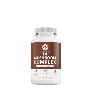 Nutriumph Mushroom Supplement 2500mg - 90 Capsules - 10 Mushroom Master Blend - Lions Mane Reishi Cordyceps Chaga Maitake Shitake Turkey Tail Mushrooms Supplements Mushroom Complex Capsules